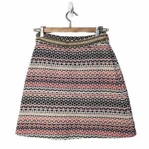 Tenax Skirt Woven Multicolor Metallic Made in Italy Lined Sz. 42